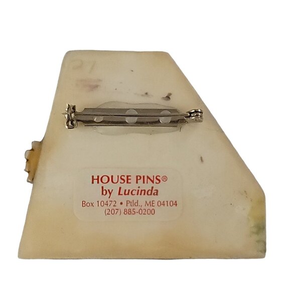 Lucinda Tan House Pink Green Flowers Pin K555 - Picture 3 of 7